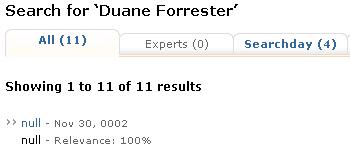 Duane Forrester Search on SEW