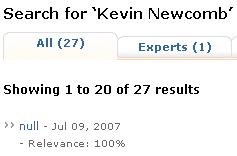 Kevin Newcomb search on SEW