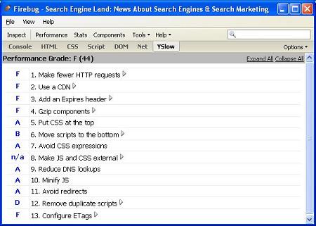 Yahoo YSlow gives Search Engine Land a Failing Grade Yahoo YSlow gives Search Engine Land a Failing Grade