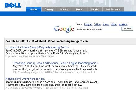 Dell branded Google results