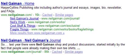 Google SERP for Neil Gaiman Google SERP for Neil Gaiman